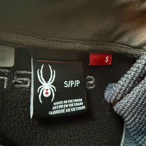 Spyder Men's Small Navy Blue Fleece Lined 1/4 Zip Pullover Sweatshirt Sweater - Picture 2 of 5